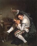 Jean Baptiste Greuze the guitar player oil on canvas